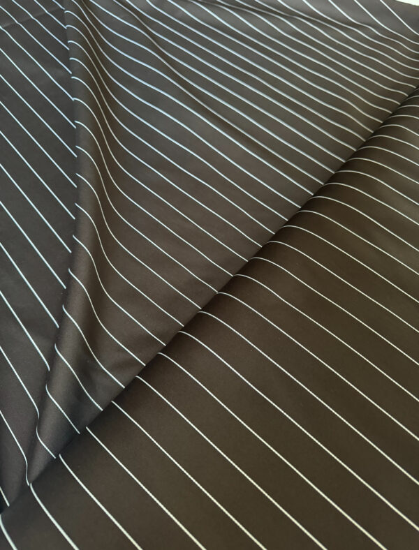 Suiting fabric chocolate with stripe - Image 2