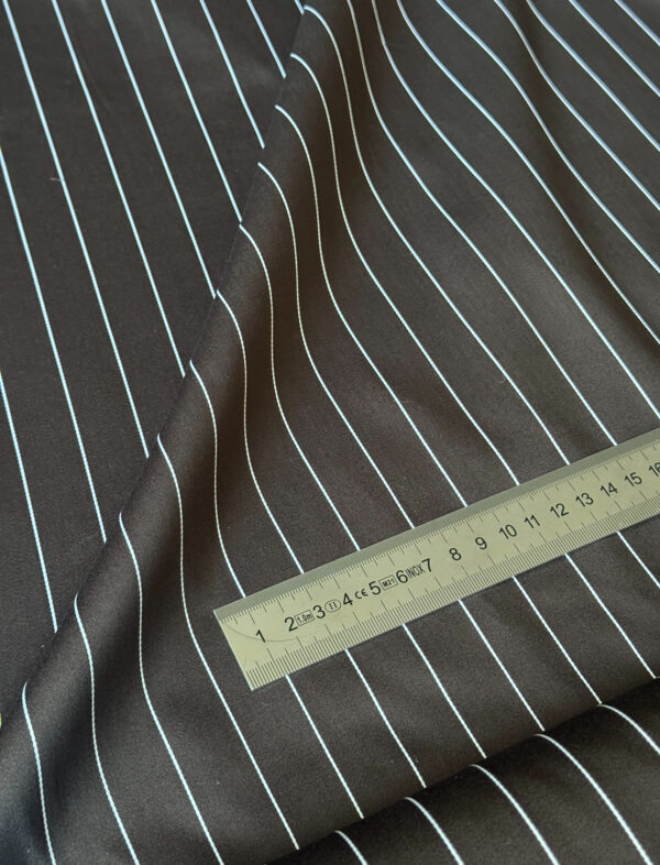 Suiting fabric chocolate with stripe - Image 4