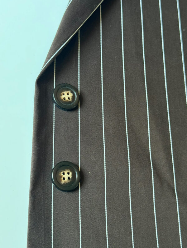 Suiting fabric chocolate with stripe - Image 5