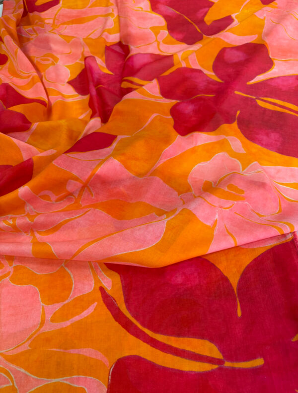 Cotton-batist  for dress coral-orange