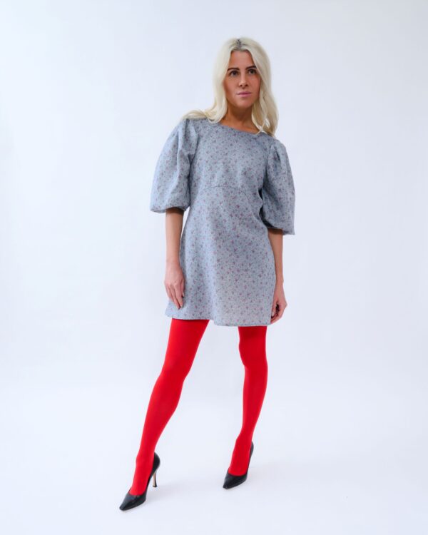 Blue Rhapsody – Italian Linen Dress with Voluminous Sleeves - Image 7