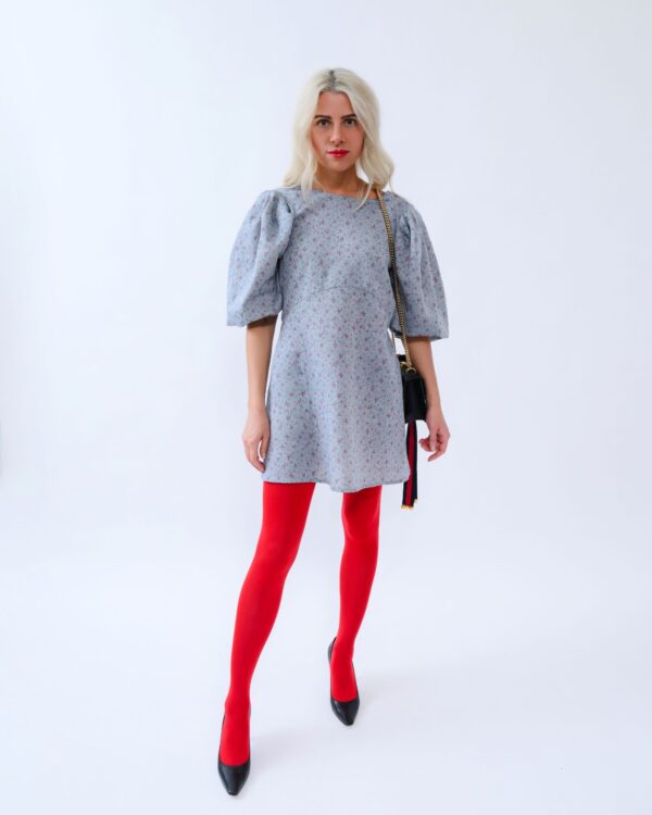 Blue Rhapsody – Italian Linen Dress with Voluminous Sleeves - Image 5