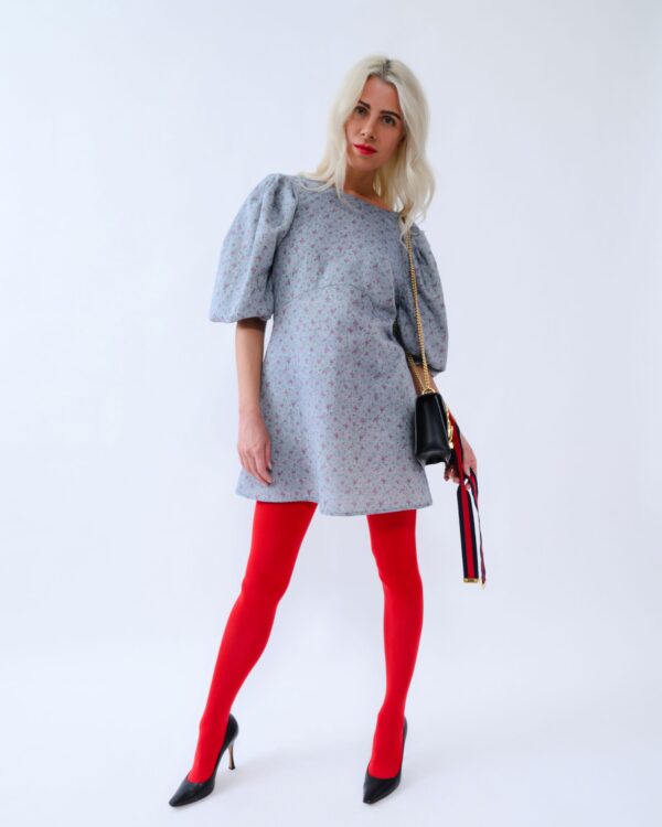 Blue Rhapsody – Italian Linen Dress with Voluminous Sleeves - Image 2