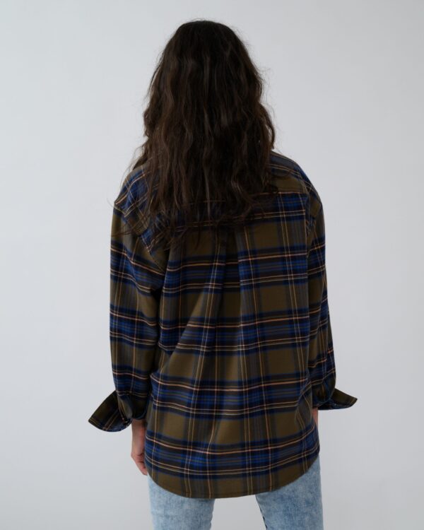 Camicia Calda flannel shirt with denim inserts and embroidery, oversized size, snap buttons. - Image 3