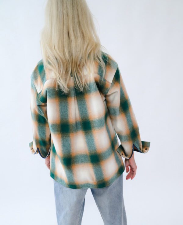 Greenlight Soul flannel shirt with denim inserts and embroidery, oversized size, snap buttons. - Image 5