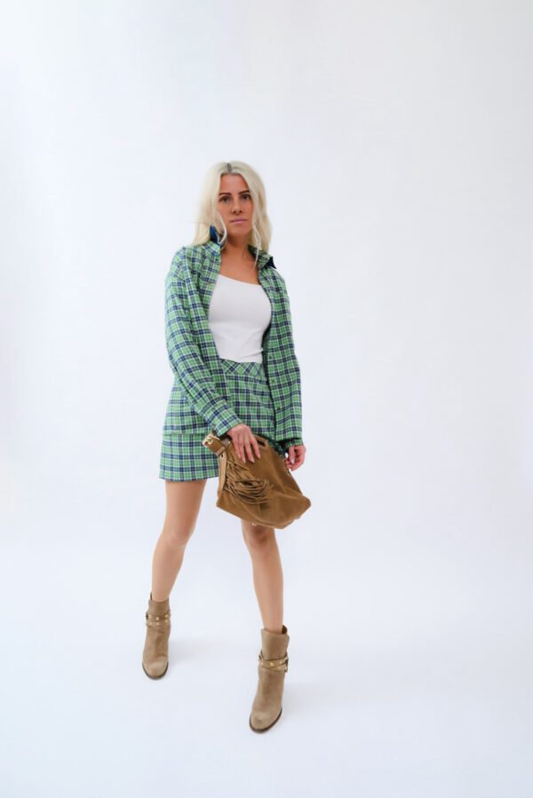 Italian Flannel Shirt and Skirt Set with Denim Inserts — Greenlight Soul - Image 5