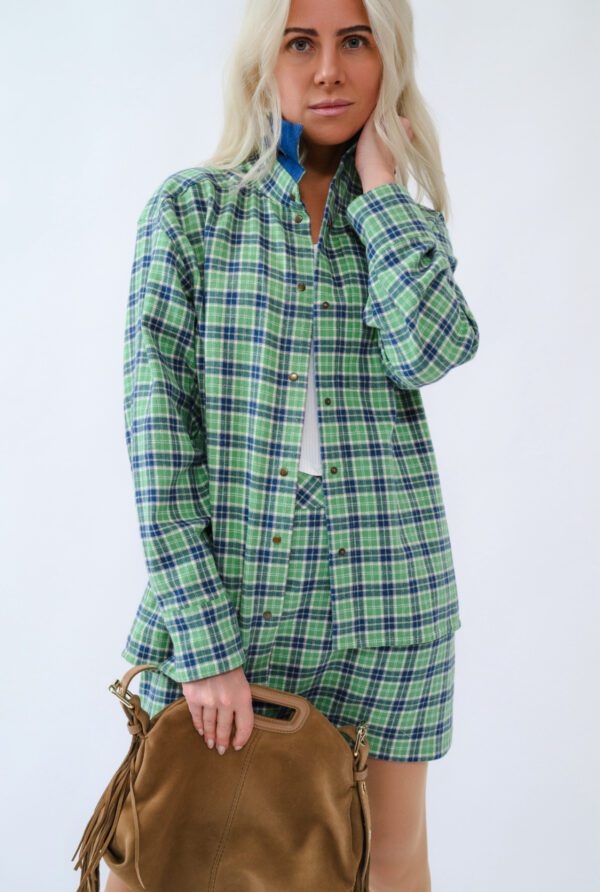 Italian Flannel Shirt and Skirt Set with Denim Inserts — Greenlight Soul