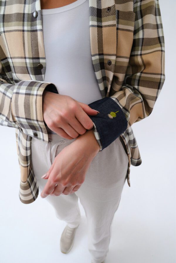Timeless Beige — Warm Checked Cotton Shirt - Image 4