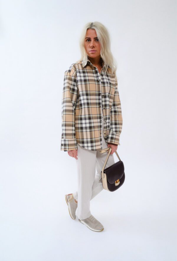 Timeless Beige — Warm Checked Cotton Shirt